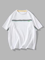 Check Print Casual Short Sleeve T Shirt M White