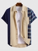 Check Print Contrast Short Sleeve Shirt S Cadetblue