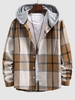 Check Print Contrasting Hooded Shirt Xxl Camel brown