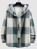 Check Print Contrasting Hooded Shirt Xxl Light green