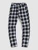 Check Print Drawstring Pocket Casual Pants M Black