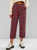 Checked Plaid Pocket Pull On Pants M Red