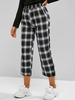 Checked Plaid Pull On Pocket Pants M Black