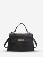 Checked PU Crossbody Tote Bag