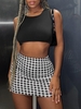 Checked Sleeveless Crop Two Piece Suit Xl Black