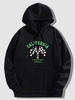 Checkerboard Flag Letter Vintage Graphic Fleece-lined Hoodie Xl Black