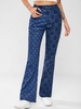 Checkerboard Floral Print Boot Cut Jeans M Deep blue