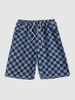 Checkerboard Pattern Drawstring Denim Shorts M Deep blue