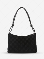 Checkerboard Pattern Zipper Shoulder Bag