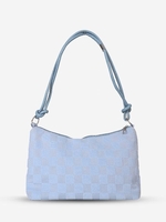 Checkerboard Pattern Zipper Shoulder Bag