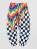 Checkerboard Splatter Paint Pattern Drawstring Sweatpants M Multi a