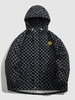 Checkerboard THIS WAY Patch Deocor Hooded Flap Pocket Zip Padded Puffer Jacket Xl Black