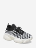 Checkered Print Knit Detail Sports Shoes