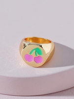 Cherry Pattern Glazed Chunky Ring