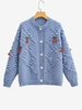 Cherry Pendant Drop Shoulder Cardigan Blue