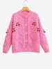 Cherry Pendant Drop Shoulder Cardigan Light pink