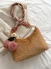 Cherry Shape Pompon Pendant Fluffy Shoulder Bag
