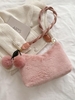Cherry Shape Pompon Pendant Fluffy Shoulder Bag