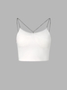 Chest Pad Chain Solid Color Zipper Fly Crop Top L White