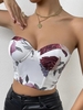 Chest Pad Underwire Bandeau Cropped Corset Top L
