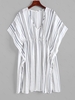 Chiffon Side Slit Stripes Cover Up Dress White