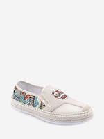 Chinese Character Corduroy Mesh Insert Slip On Shoes