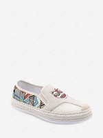 Chinese Character Corduroy Mesh Insert Slip On Shoes