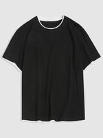 Chinese Character Dancing Lion Print Graphic T-shirt M Black
