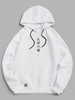 Chinese Character Print Flocking Drawstring Essentials Hoodie 2xl White