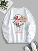 Chinese Character Print Oriental Pullover Sweatshirt Xl White