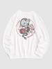 Chinese Dragon Letter Graphic Sweatshirt L White