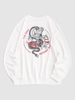 Chinese Dragon Letter Graphic Sweatshirt M White