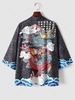 Chinese Dragon Print Oriental Kimono Cardigan Xxl Black