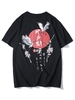 Chinese Idioms Crane Ditsy Print Vintage Graphic T-shirt Xs Black