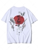 Chinese Idioms Crane Ditsy Print Vintage Graphic T-shirt Xs White