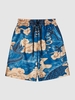 Chinese Style Dragon Cloud Printed Drawstring Beach Shorts L Ocean blue