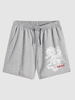 Chinese Style Dragon Pattern Drawstring Casual Shorts S Light gray