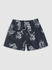 Chinese Style Dragon Print Vacation Beach Drawstring Shorts Xxl Black