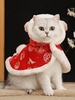 Chinese Style Embroidered Design Fuzzy Pet Cloak