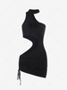 Choker Cut Out Cinched Bodycon Dress M Black