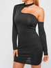 Choker Cut Out Slinky Dress L Black