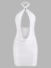 Choker Draped Ruched Backless Dress L White