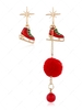 Christmas Asymmetric Pom Pom Earrings