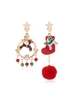 Christmas Asymmetry Fringe Fuzzy Ball Earrings