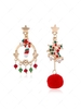 Christmas Asymmetry Fringe Fuzzy Ball Earrings