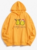 Christmas Avocado Print Kangaroo Pocket Hoodie Xl Yellow