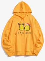 Christmas Avocado Print Kangaroo Pocket Hoodie Xl Yellow