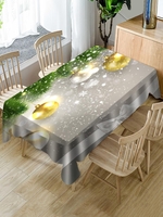 Christmas Ball Bowknot Snowflake Print Tablecloth