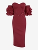 Christmas Bandeau Midi Corset Dress with Detachable Ruffle Sleeves S Deep red