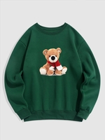 Christmas Bear Crew Neck Fleece Thermal Lined Pullover Sweatshirt 2xl Deep green